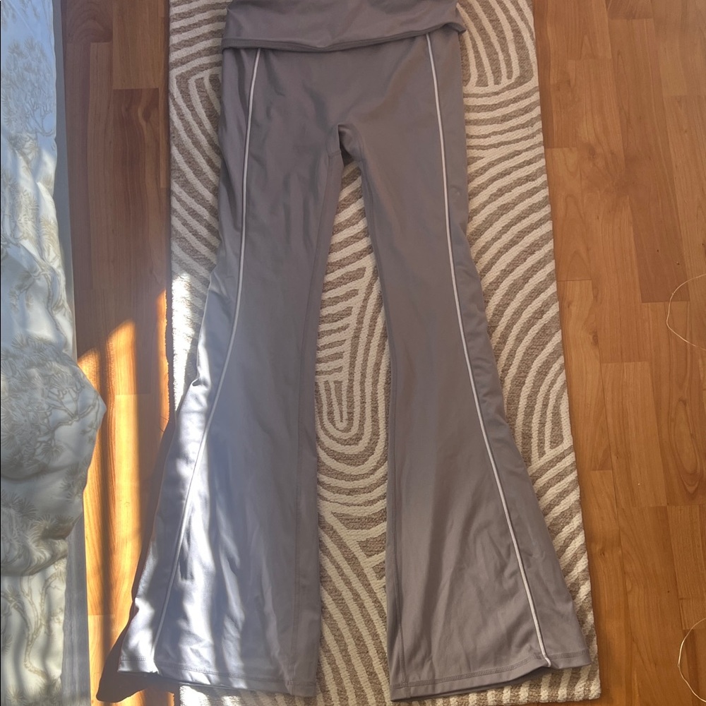 Charlotte Russe Gray Flared Track Pants
